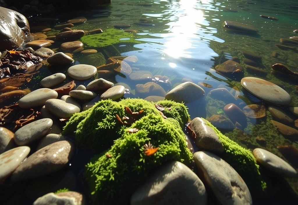 A serene image of a clear mountain spring, symbolizing purity and natural sourcing